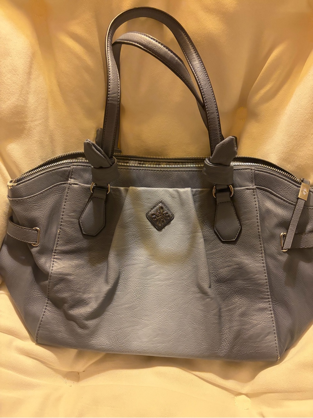 Vera Wang Gray Leather Double-Handle Tote